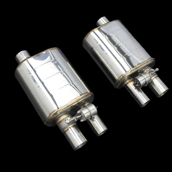 Two Universal Valved Mufflers with Dual Exits