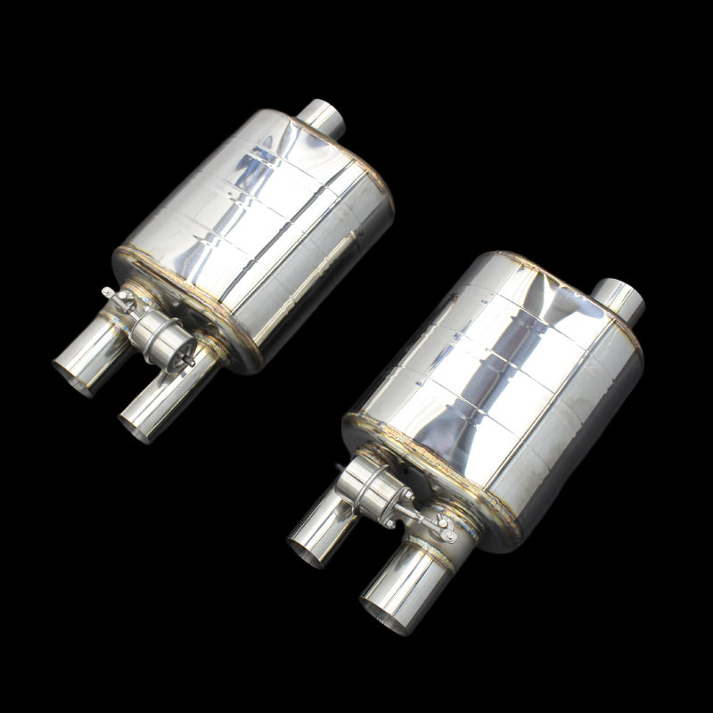 Two Universal Valved Mufflers with Dual Exits